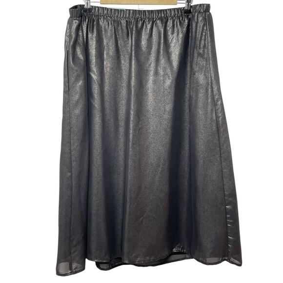 Old Navy Women’s XL Metallic Black A-Line Skirt Elastic Waist Midi Length NWT - Picture 1 of 8